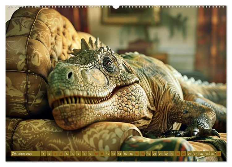 Produktbild: Wie w&auml;re es mit einem Dinosaurier als Haustier? (hochwertiger Premium Wandkalender 2026 DIN A2 quer), Kunstdruck in Hochglanz