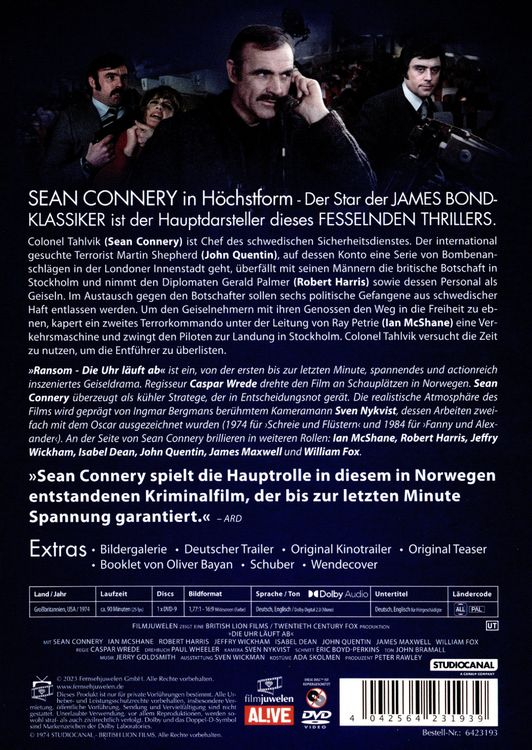 Produktbild: Sean Connery: Die Uhr l&auml;uft ab - Ransom (Filmjuwelen)