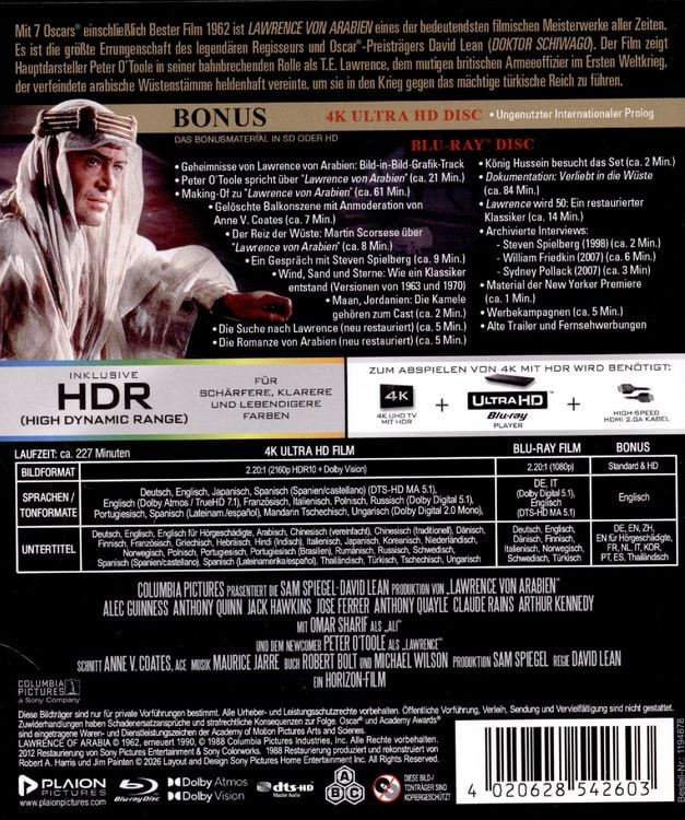 Produktbild: Lawrence von Arabien (2x 4K Ultra HD) (+ 2x Blu-ray)