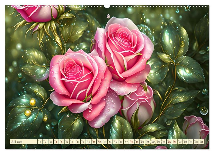 Produktbild: Lieblingsblumen mit goldenen Akzenten (hochwertiger Premium Wandkalender 2026 DIN A2 quer), Kunstdruck in Hochglanz