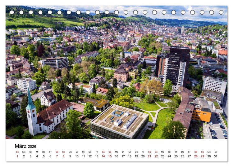 Produktbild: Luftbildkalender St. Gallen 2026 (Tischkalender 2026 DIN A5 quer), CALVENDO Monatskalender