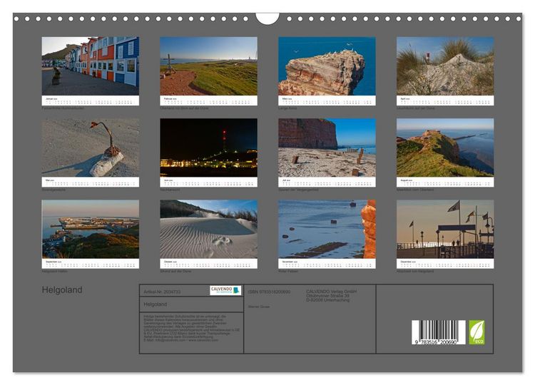 Produktbild: Helgoland (Wandkalender 2026 DIN A3 quer), CALVENDO Monatskalender