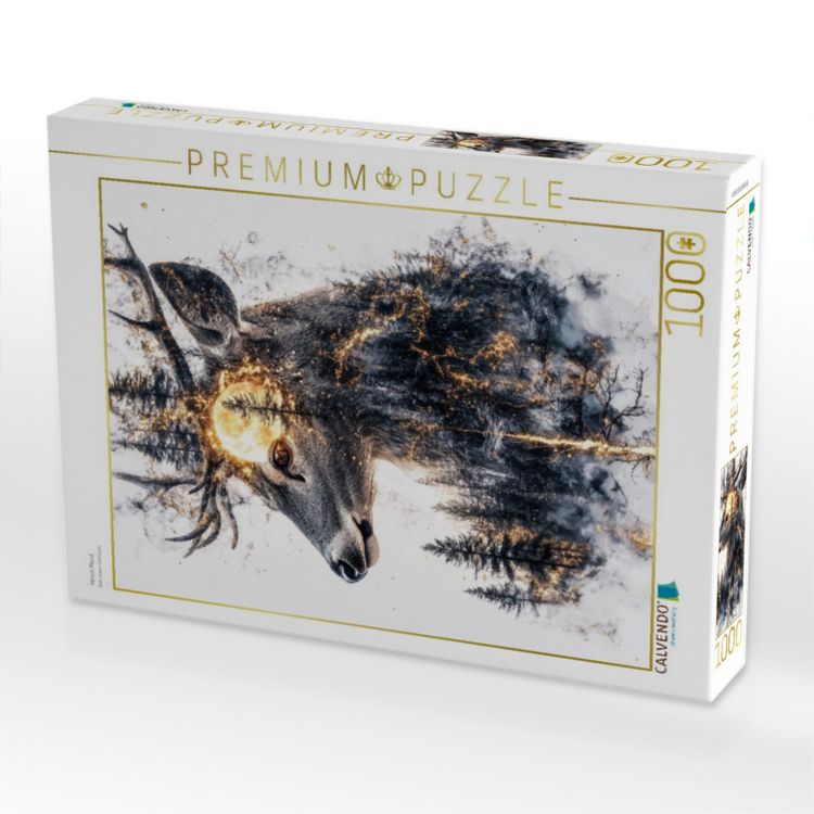 Produktbild: CALVENDO Puzzle Hirsch Mond | 1000 Teile Lege-Gr&ouml;&szlig;e 64x48cm Foto-Puzzle f&uuml;r gl&uuml;ckliche Stunden