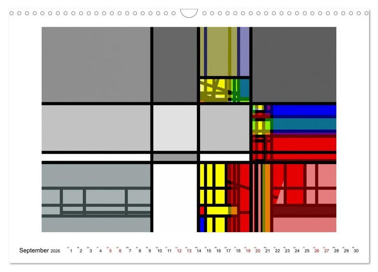 Produktbild: Abstract Variations inspired by Mondrian (Wandkalender 2026 DIN A3 quer), CALVENDO Monatskalender