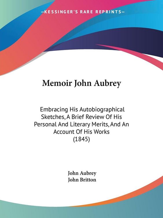 Produktbild: Aubrey, J: Memoir John Aubrey