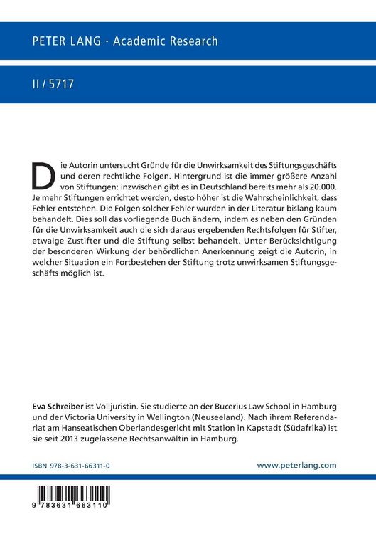 Produktbild: Die Unwirksamkeit des Stiftungsgesch&auml;fts