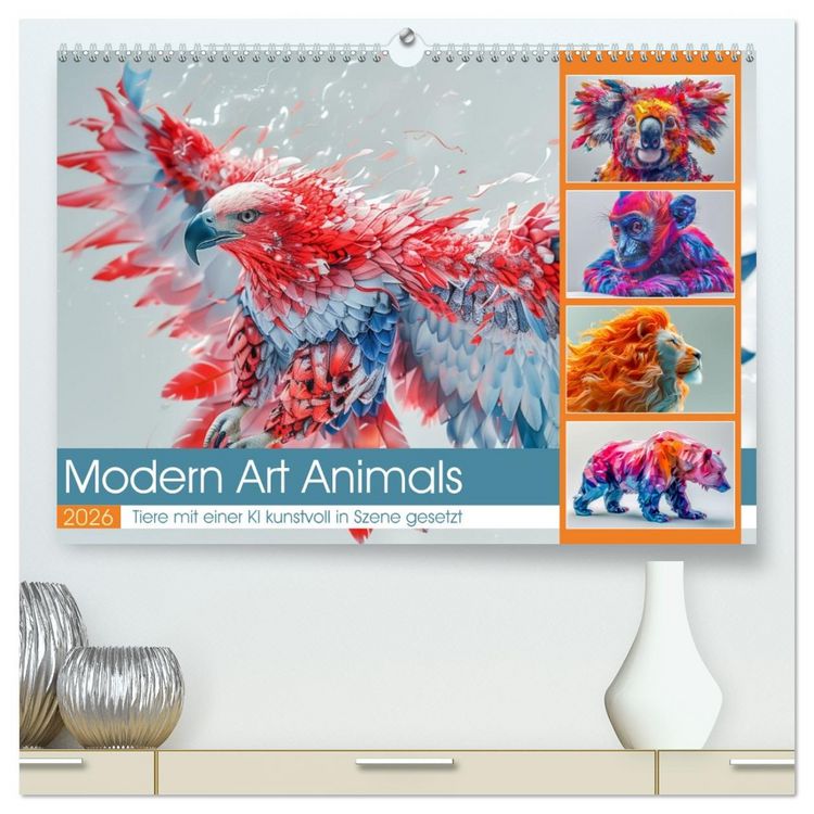 Produktbild: Modern Art Animals (hochwertiger Premium Wandkalender 2026 DIN A2 quer), Kunstdruck in Hochglanz
