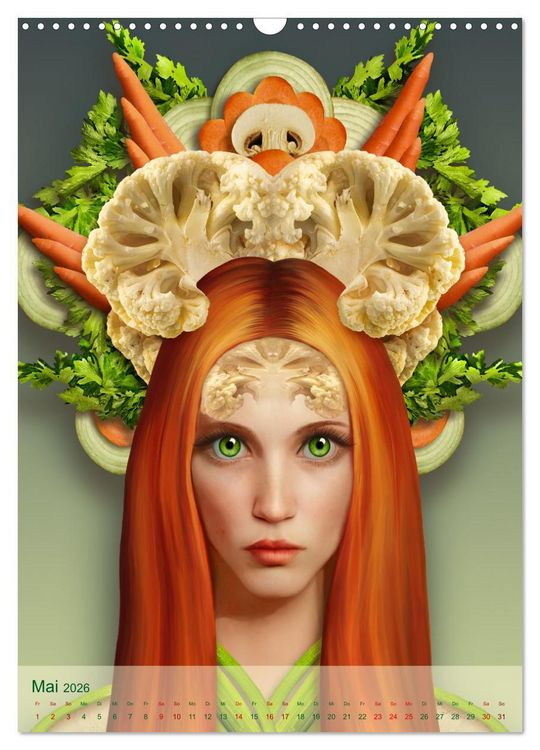 Produktbild: Zum Anbeissen - surreale Frauenportraits mit Obst und Gem&uuml;se (Wandkalender 2026 DIN A3 hoch), CALVENDO Monatskalender