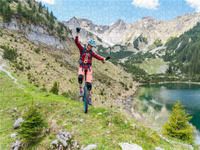 Produktbild: CALVENDO Puzzle Einrad downhill an den Soiernseen | 1000 Teile Lege-Gr&ouml;&szlig;e 64x48cm Foto-Puzzle f&uuml;r gl&uuml;ckliche Stunden