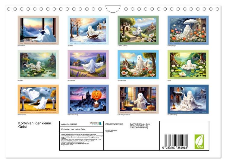 Produktbild: Korbinian, der kleine Geist (Wandkalender 2026 DIN A4 quer), CALVENDO Monatskalender