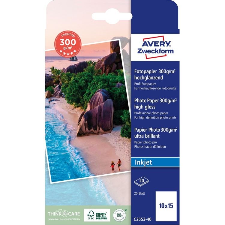 Produktbild: AVERY Zweckform Fotopapier Premium 300g/m&sup2; 10x15cm 40 Blatt