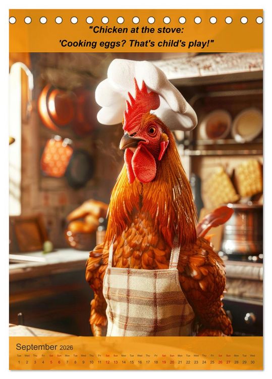 Produktbild: Cooking with animal humor (Desk Calendar 2026 DIN A5 portrait), CALVENDO 12 Month DeskCalendar