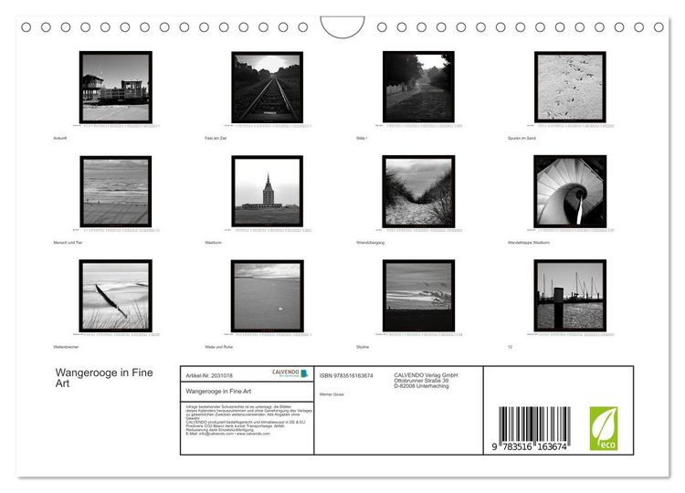 Produktbild: Wangerooge in Fine Art (Wandkalender 2026 DIN A4 quer), CALVENDO Monatskalender