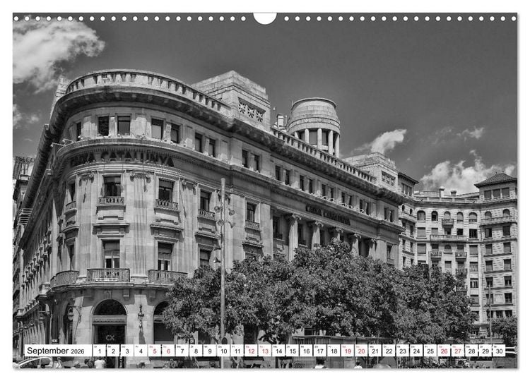 Produktbild: Barcelona Schwarz / Wei&szlig; Impressionen (Wandkalender 2026 DIN A3 quer), CALVENDO Monatskalender