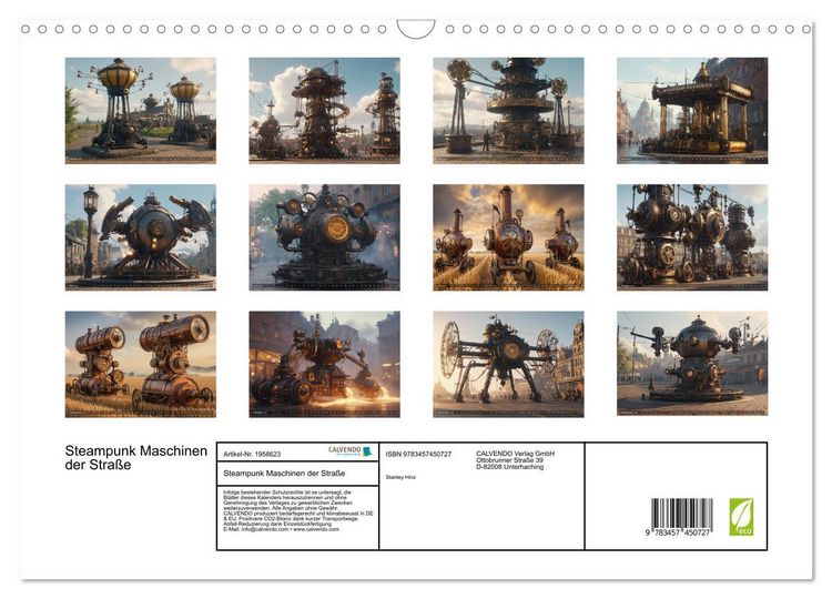 Produktbild: Steampunk Maschinen der Stra&szlig;e (Wandkalender 2026 DIN A3 quer), CALVENDO Monatskalender
