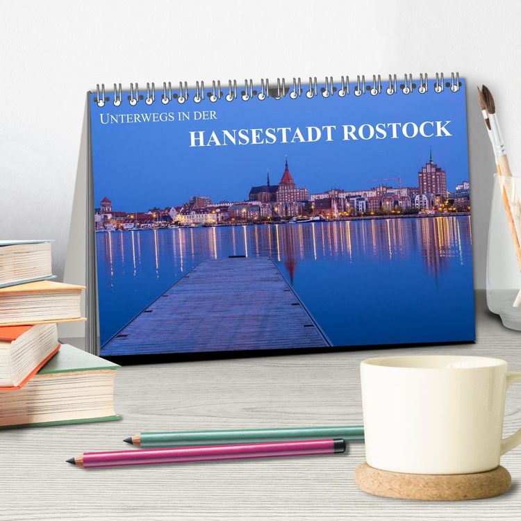 Produktbild: Unterwegs in der Hansestadt Rostock (Tischkalender 2026 DIN A5 quer), CALVENDO Monatskalender
