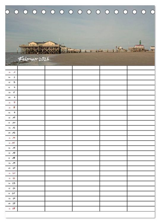 Produktbild: St. Peter Ording Familienplaner (Tischkalender 2026 DIN A5 hoch), CALVENDO Monatskalender