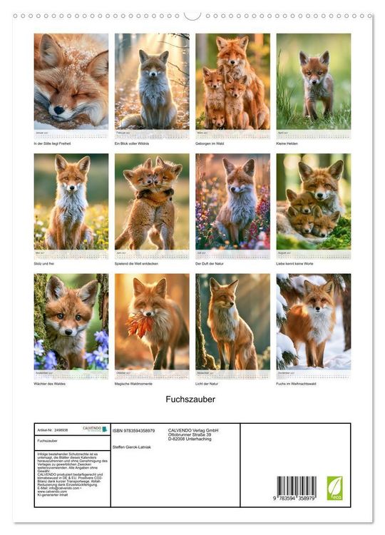 Produktbild: Fuchszauber (hochwertiger Premium Wandkalender 2027 DIN A2 hoch), Kunstdruck in Hochglanz