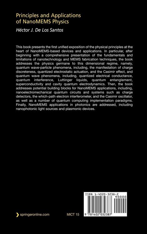 Produktbild: Principles and Applications of NanoMEMS Physics