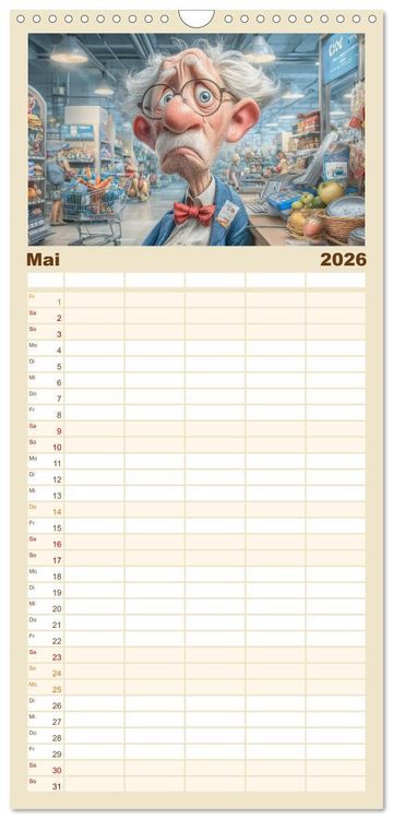 Produktbild: Familienplaner 2026 - Arbeiten bis der Rollator funkt! mit 5 Spalten (Wandkalender, 21 x 45 cm) CALVENDO