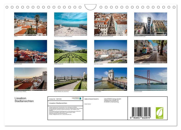 Produktbild: Lissabon Stadtansichten (Wandkalender 2026 DIN A4 quer), CALVENDO Monatskalender
