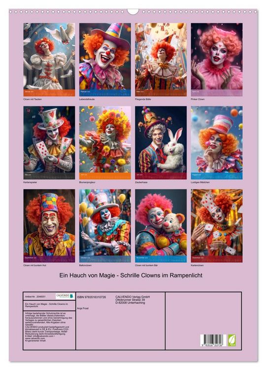 Produktbild: Ein Hauch von Magie - Schrille Clowns im Rampenlicht (Wandkalender 2026 DIN A2 hoch), CALVENDO Monatskalender