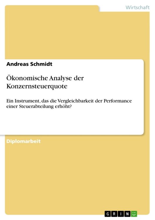 Produktbild: &Ouml;konomische Analyse der Konzernsteuerquote