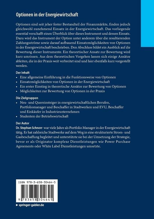 Produktbild: Optionen in der Energiewirtschaft