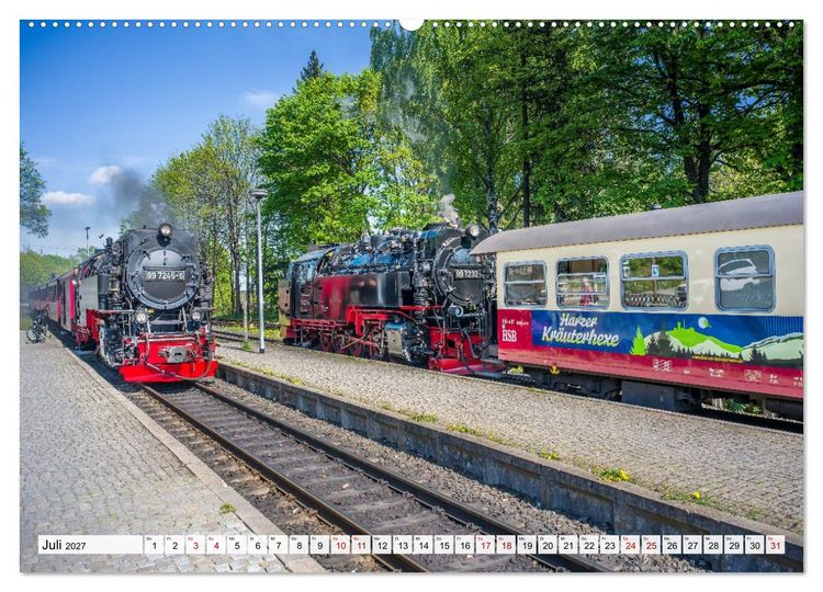 Produktbild: Dampflokomotiven im Harz - Eine Reise in die goldene &Auml;ra der Eisenbahn (Wandkalender 2027 DIN A2 quer), CALVENDO Monatskalender
