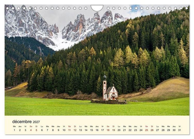 Produktbild: Un voyage dans les Dolomites (Calendrier mural 2027 DIN A4 vertical), CALVENDO calendrier mensuel