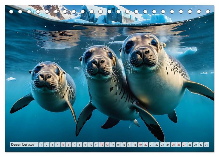 Produktbild: Freche Seehunde (Tischkalender 2026 DIN A5 quer), CALVENDO Monatskalender