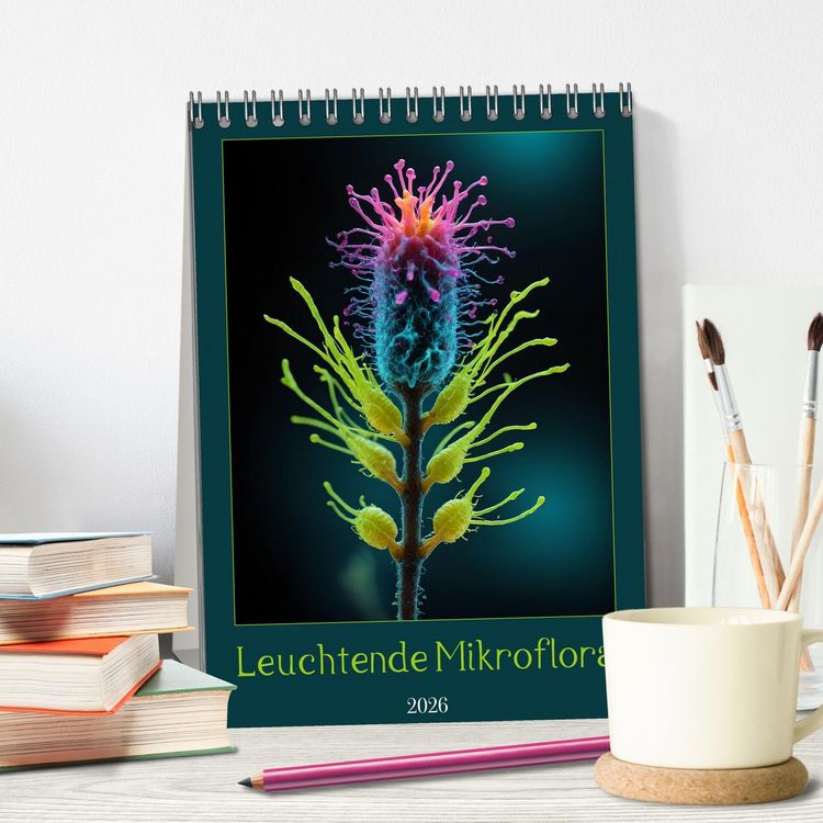 Produktbild: Leuchtende Mikroflora (Tischkalender 2026 DIN A5 hoch), CALVENDO Monatskalender