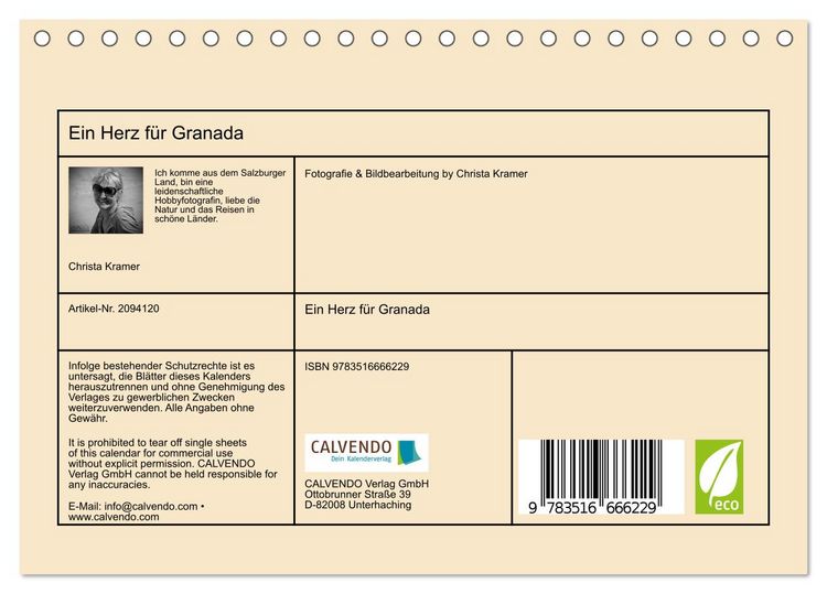 Produktbild: Ein Herz f&uuml;r Granada (Tischkalender 2026 DIN A5 quer), CALVENDO Monatskalender