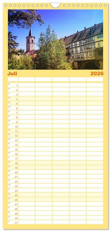 Produktbild: Familienplaner 2026 - Erfurt - So wunderbar mit 5 Spalten (Wandkalender, 21 x 45 cm) CALVENDO