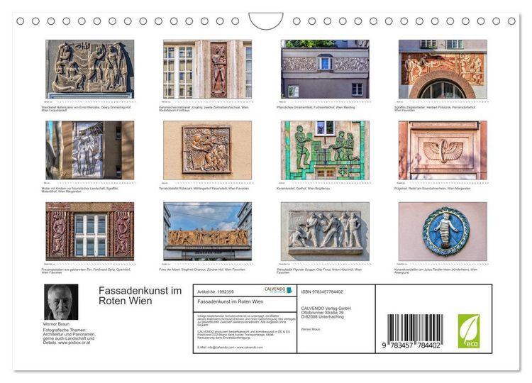 Produktbild: Fassadenkunst im Roten Wien (Wandkalender 2026 DIN A4 quer), CALVENDO Monatskalender