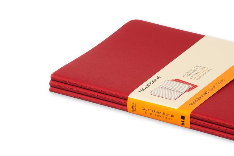 Produktbild: Moleskine Cahier Pocket Ruled Red Cover L. 3er Pack