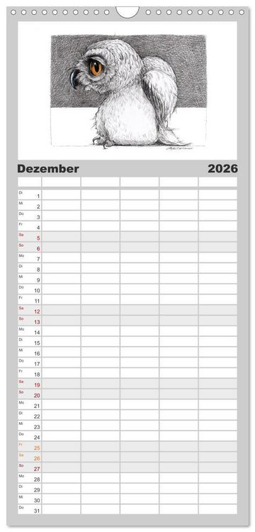 Produktbild: Familienplaner 2026 - TIERONISCH mit 5 Spalten (Wandkalender, 21 x 45 cm) CALVENDO