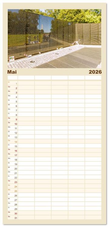 Produktbild: Familienplaner 2026 - Washington, D.C., Hauptstadtzauber der USA mit 5 Spalten (Wandkalender, 21 x 45 cm) CALVENDO