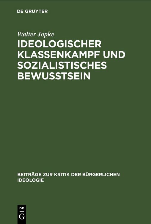 Produktbild: Ideologischer Klassenkampf und sozialistisches Bewu&szlig;tsein