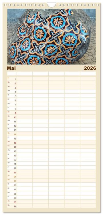 Produktbild: Familienplaner 2026 - Azulejos - Portugals beliebte Kachel Kunst mit 5 Spalten (Wandkalender, 21 x 45 cm) CALVENDO