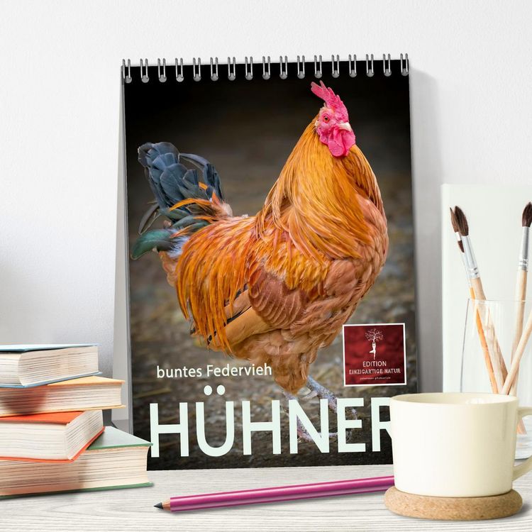 Produktbild: H&uuml;hner - buntes Federvieh (Tischkalender 2026 DIN A5 hoch), CALVENDO Monatskalender