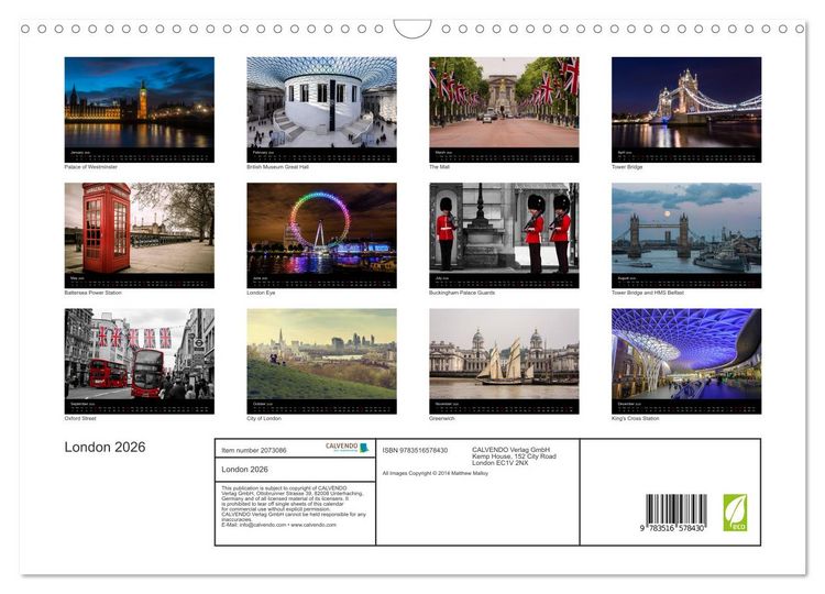 Produktbild: London 2026 (Wall Calendar 2026 DIN A3 landscape), CALVENDO 12 Month Wall Calendar