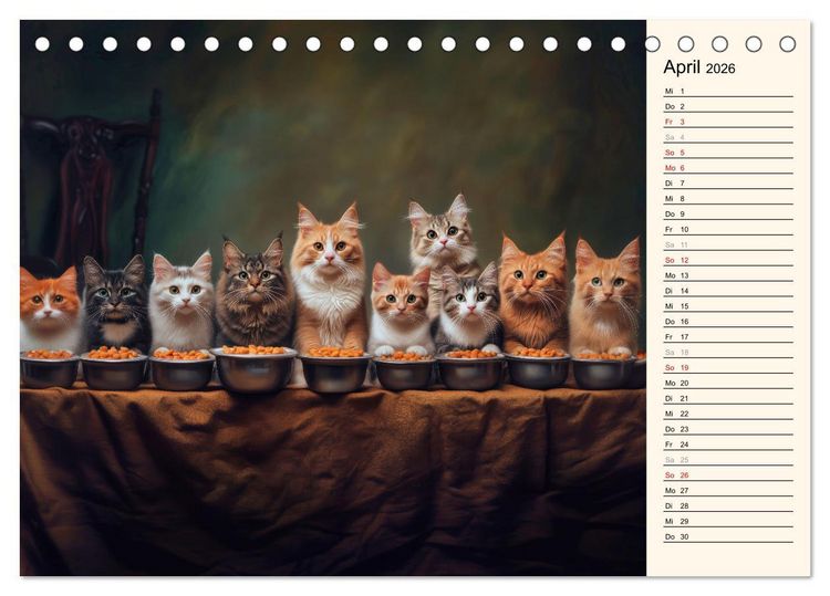 Produktbild: Katzen schaffen Kunst (Tischkalender 2026 DIN A5 quer), CALVENDO Monatskalender
