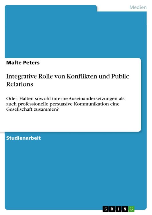 Produktbild: Integrative Rolle von Konflikten und Public Relations