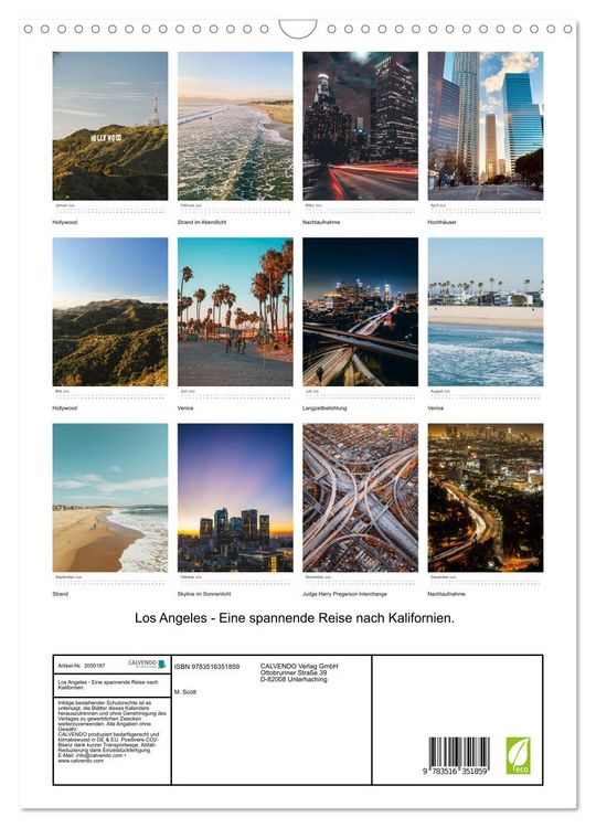 Produktbild: Los Angeles - Eine spannende Reise nach Kalifornien. (Wandkalender 2026 DIN A3 hoch), CALVENDO Monatskalender
