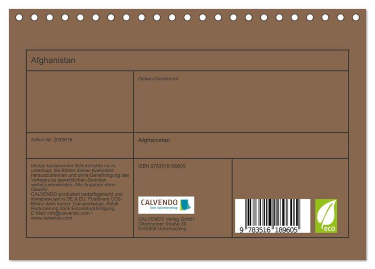 Produktbild: Afghanistan (Tischkalender 2026 DIN A5 quer), CALVENDO Monatskalender