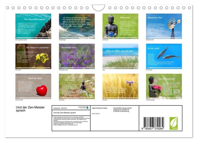 Produktbild: Und der Zen-Meister sprach (Wandkalender 2026 DIN A4 quer), CALVENDO Monatskalender