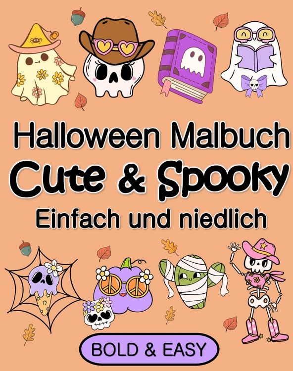 Produktbild: Halloween Malbuch f&uuml;r Erwachsene und Kinder Cute & Spooky Einfach und Niedlich