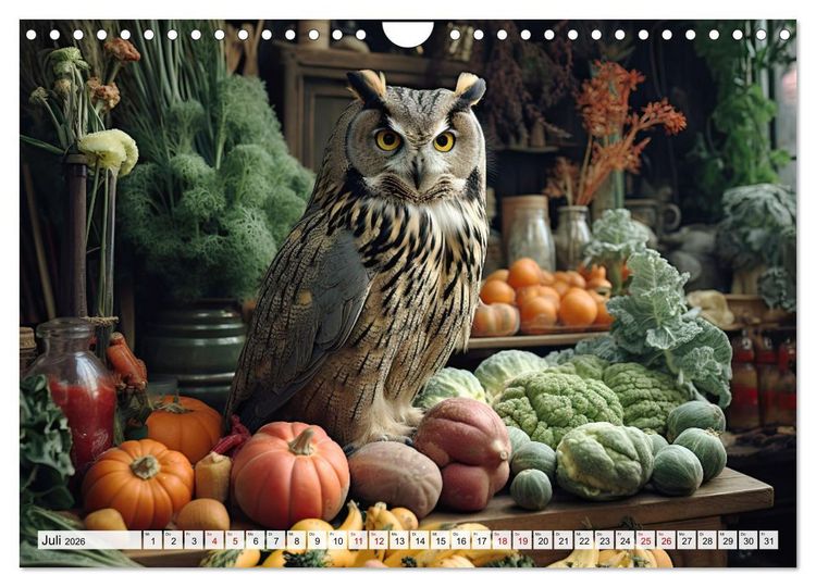 Produktbild: Stillleben mit Eule (Wandkalender 2026 DIN A4 quer), CALVENDO Monatskalender