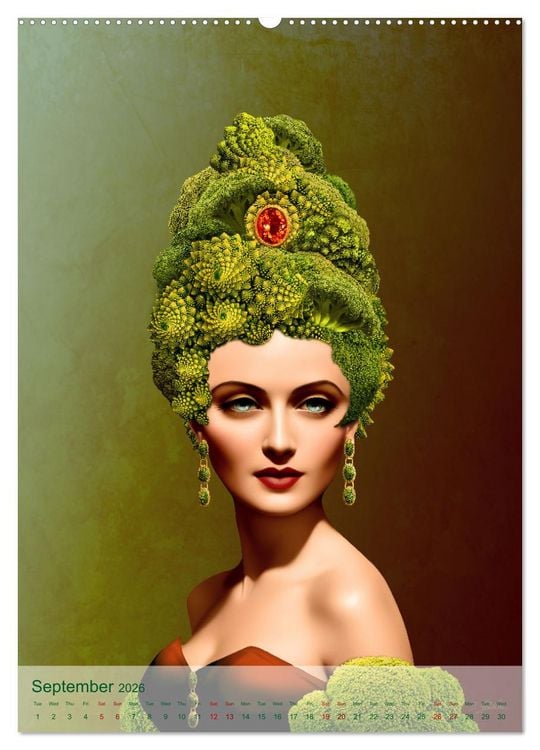Produktbild: Food Fashion - surreal women's portraits with fruit and vegetable (Wall Calendar 2026 DIN A2 portrait), CALVENDO 12 Month Wall Calendar